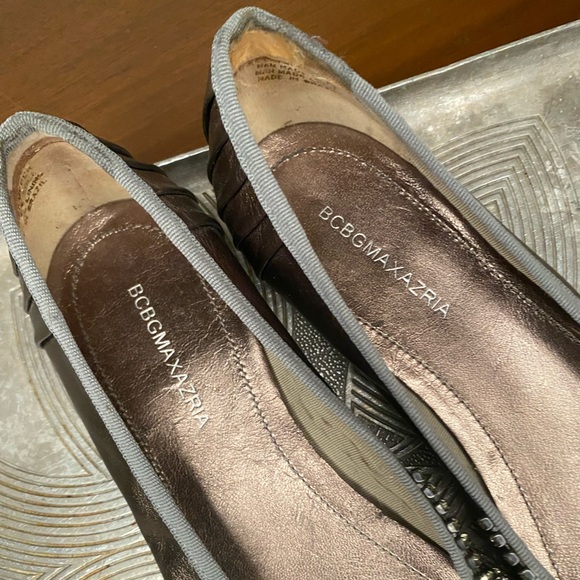 bcbgmaxazria ballet flats bronze bejeweled and worn a couple times - Picture 6 of 6